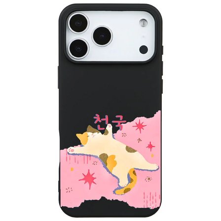 iPhone 17 Pro Max Siyah Cat Sleeping Kamera Korumalı Premium Lansman Renkli Silikon Kılıfı