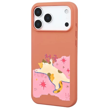 iPhone 17 Pro Max Turuncu Cat Sleeping Kamera Korumalı Premium Lansman Renkli Silikon Kılıfı