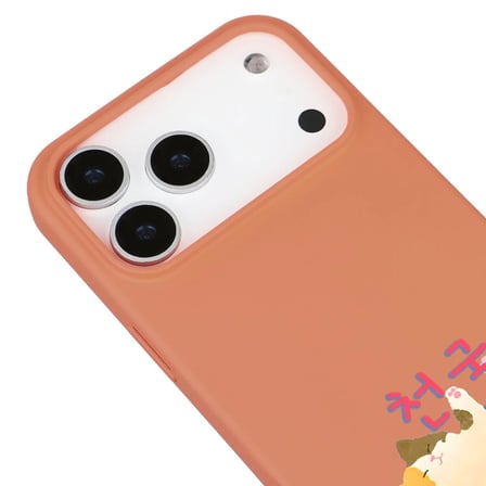 iPhone 17 Pro Max Turuncu Cat Sleeping Kamera Korumalı Premium Lansman Renkli Silikon Kılıfı