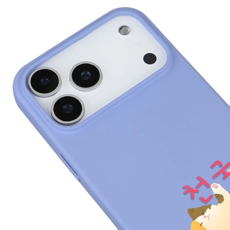 iPhone 17 Pro Lila Cat Sleeping Kamera Korumalı Premium Lansman Renkli Silikon Kılıfı