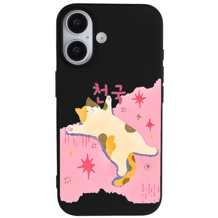 iPhone 16 Siyah Cat Sleeping Kamera Korumalı Premium Lansman Renkli Silikon Kılıfı