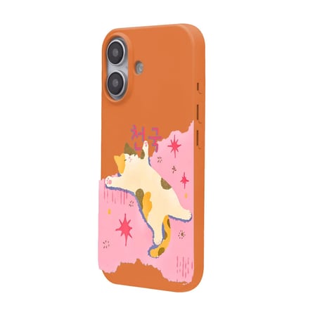 iPhone 16 Turuncu Cat Sleeping Kamera Korumalı Premium Lansman Renkli Silikon Kılıfı