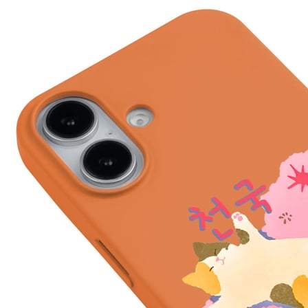 iPhone 16 Turuncu Cat Sleeping Kamera Korumalı Premium Lansman Renkli Silikon Kılıfı