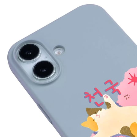 iPhone 16 Plus Mavi Cat Sleeping Kamera Korumalı Premium Lansman Renkli Silikon Kılıfı
