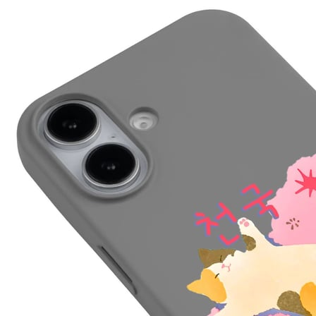 iPhone 17 Gri Cat Sleeping Kamera Korumalı Premium Lansman Renkli Silikon Kılıfı