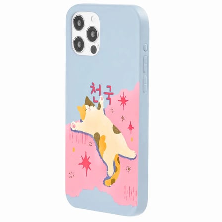 iPhone 15 Pro Max Mavi Cat Sleeping Kamera Korumalı Premium Lansman Renkli Silikon Kılıfı