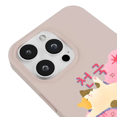 iPhone 14 Pro Pudra Cat Sleeping Kamera Korumalı Premium Lansman Renkli Silikon Kılıfı