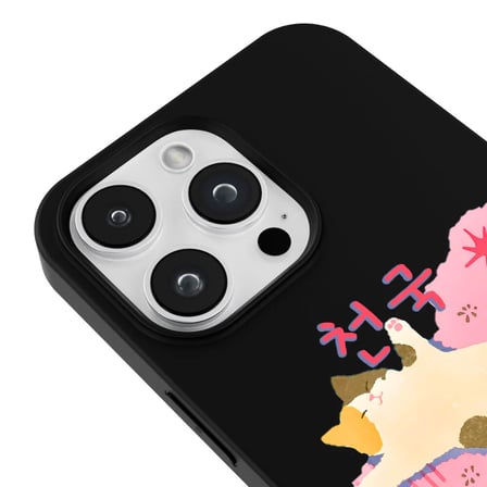 iPhone 14 Pro Siyah Cat Sleeping Kamera Korumalı Premium Lansman Renkli Silikon Kılıfı