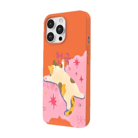 iPhone 13 Pro Turuncu Cat Sleeping Kamera Korumalı Premium Lansman Renkli Silikon Kılıfı