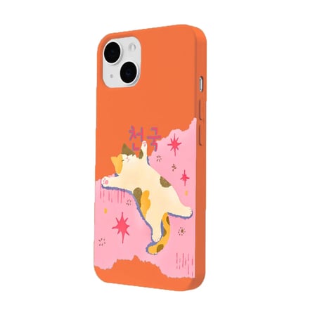iPhone 11 Turuncu Cat Sleeping Kamera Korumalı Premium Lansman Renkli Silikon Kılıfı