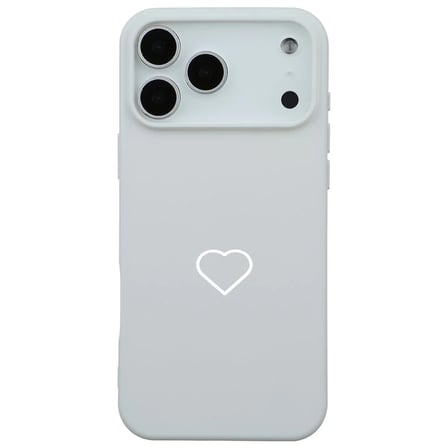 iPhone 17 Pro Beyaz Lansman Renkli Silikon Beyaz Kalp Desenli Kamera Korumalı Kılıf
