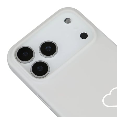 iPhone 17 Pro Beyaz Lansman Renkli Silikon Beyaz Kalp Desenli Kamera Korumalı Kılıf