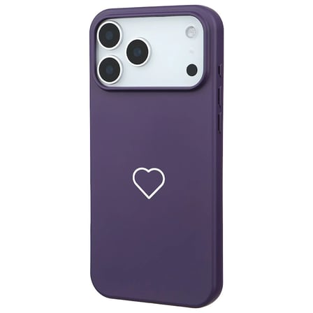 iPhone 17 Pro Mor Lansman Renkli Silikon Beyaz Kalp Desenli Kamera Korumalı Kılıf