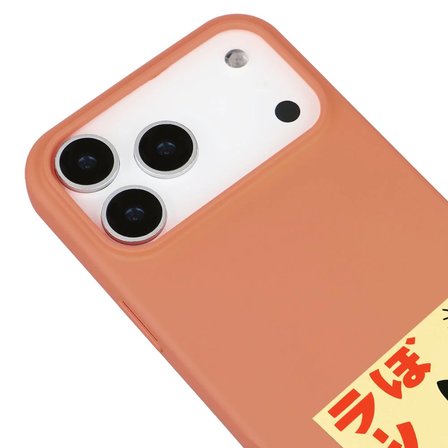 iPhone 17 Pro Turuncu Lansman Renkli Silikon Black Cat Tasarımlı Telefon Kılıfı