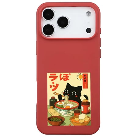 iPhone 17 Pro Kırmızı Lansman Renkli Silikon Black Cat Tasarımlı Telefon Kılıfı