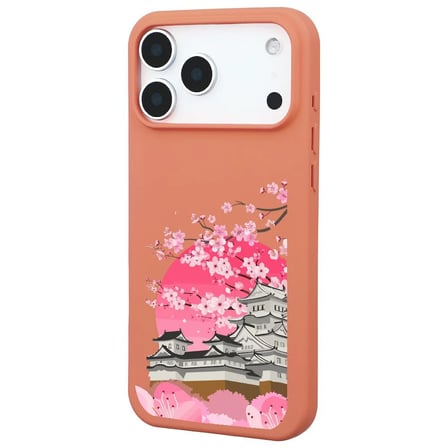 iPhone 17 Pro Max Turuncu Lansman Sakura Renkli Silikon Kılıfı
