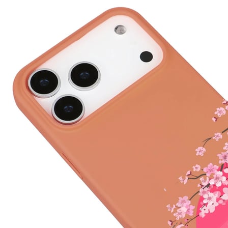 iPhone 17 Pro Max Turuncu Lansman Sakura Renkli Silikon Kılıfı