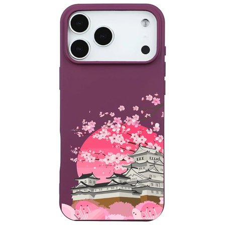 iPhone 17 Pro Max Bordo Lansman Sakura Renkli Silikon Kılıfı