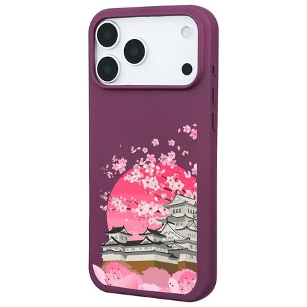iPhone 17 Pro Max Bordo Lansman Sakura Renkli Silikon Kılıfı