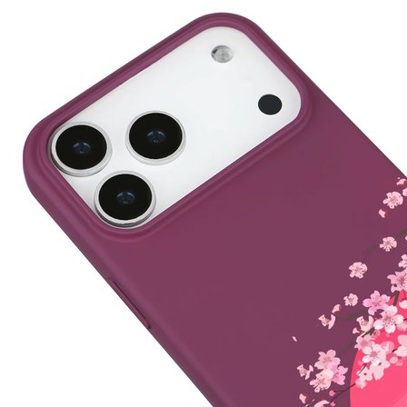 iPhone 17 Pro Max Bordo Lansman Sakura Renkli Silikon Kılıfı