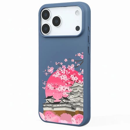 iPhone 17 Pro Mavi Lansman Sakura Renkli Silikon Kılıfı
