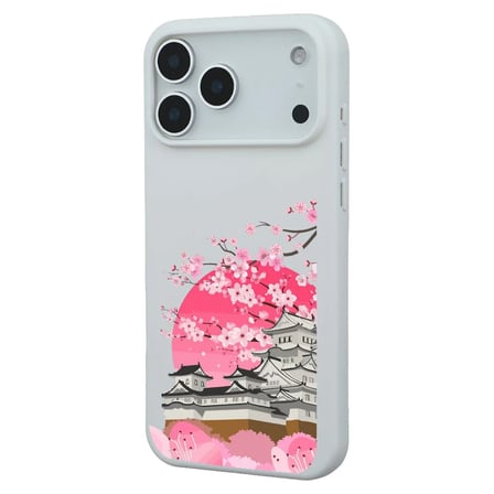 iPhone 17 Pro Beyaz Lansman Sakura Renkli Silikon Kılıfı