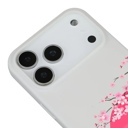 iPhone 17 Pro Beyaz Lansman Sakura Renkli Silikon Kılıfı