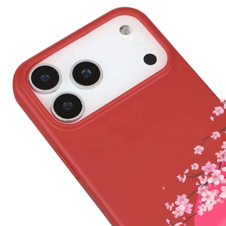 iPhone 17 Pro Kırmızı Lansman Sakura Renkli Silikon Kılıfı