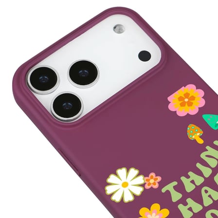 iPhone 17 Pro Max Bordo Think Happy Renkli Silikon Kılıfı