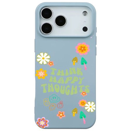 iPhone 17 Pro Max Bebe Mavisi Think Happy Renkli Silikon Kılıfı