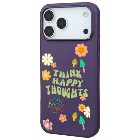 iPhone 17 Pro Max Mor Think Happy Renkli Silikon Kılıfı