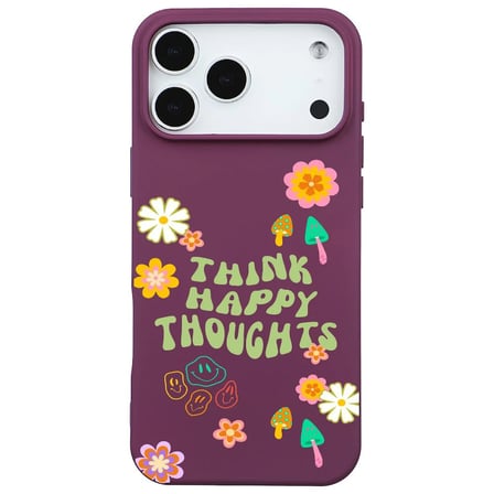 iPhone 17 Pro Bordo Think Happy Renkli Silikon Kılıfı