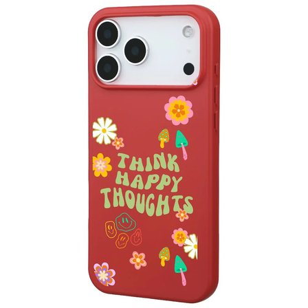 iPhone 17 Pro Kırmızı Think Happy Renkli Silikon Kılıfı