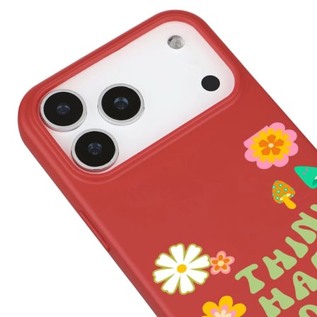 iPhone 17 Pro Kırmızı Think Happy Renkli Silikon Kılıfı