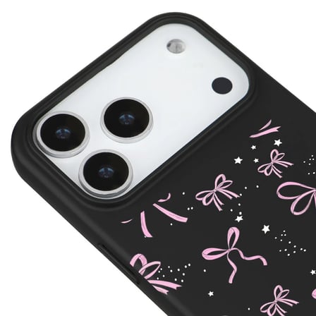 iPhone 17 Pro Max Siyah Ribbon Stars Kamera Korumalı Premium Renkli Silikon Kılıf
