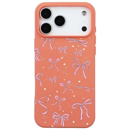 iPhone 17 Pro Max Turuncu Ribbon StarsKamera Korumalı Premium Renkli Silikon Kılıf