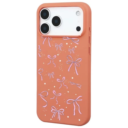 iPhone 17 Pro Max Turuncu Ribbon StarsKamera Korumalı Premium Renkli Silikon Kılıf