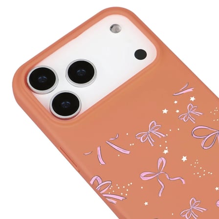iPhone 17 Pro Max Turuncu Ribbon StarsKamera Korumalı Premium Renkli Silikon Kılıf