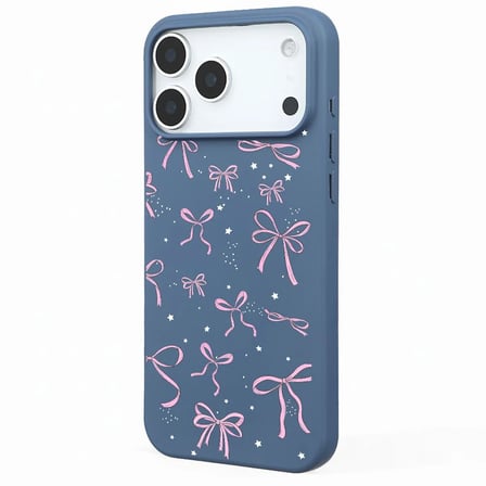 iPhone 17 Pro Max Mavi Ribbon Stars Kamera Korumalı Premium Renkli Silikon Kılıf