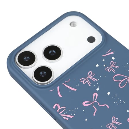 iPhone 17 Pro Max Mavi Ribbon Stars Kamera Korumalı Premium Renkli Silikon Kılıf