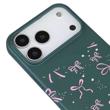 iPhone 17 Pro Max Yeşil Ribbon Stars Kamera Korumalı Premium Renkli Silikon Kılıf