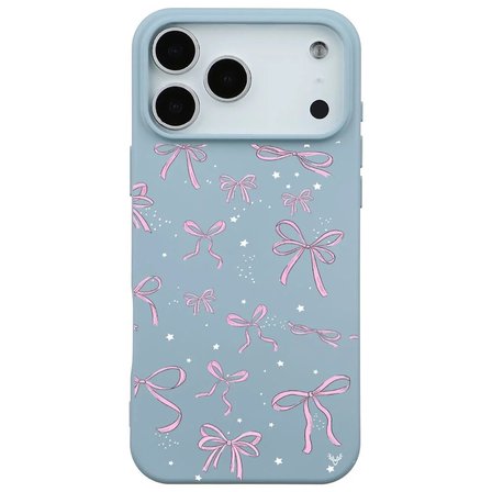 iPhone 17 Pro Max Bebe Mavisi Ribbon Stars Kamera Korumalı Premium Renkli Silikon Kılıf