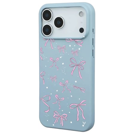 iPhone 17 Pro Max Bebe Mavisi Ribbon Stars Kamera Korumalı Premium Renkli Silikon Kılıf