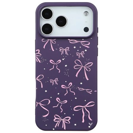 iPhone 17 Pro Max Mor Ribbon Stars Kamera Korumalı Premium Renkli Silikon Kılıf