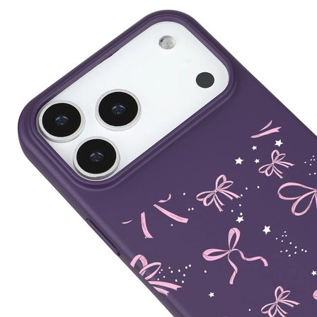 iPhone 17 Pro Max Mor Ribbon Stars Kamera Korumalı Premium Renkli Silikon Kılıf