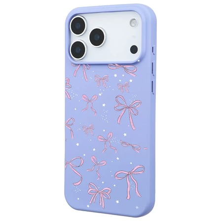 iPhone 17 Pro Lila Ribbon Stars Kamera Korumalı Premium Renkli Silikon Kılıf