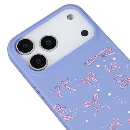 iPhone 17 Pro Lila Ribbon Stars Kamera Korumalı Premium Renkli Silikon Kılıf