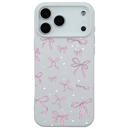 iPhone 17 Pro Beyaz Ribbon Stars Kamera Korumalı Premium Renkli Silikon Kılıf