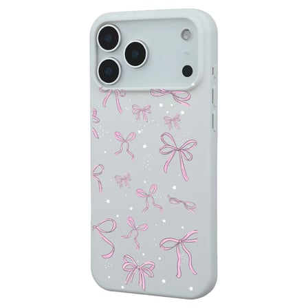 iPhone 17 Pro Beyaz Ribbon Stars Kamera Korumalı Premium Renkli Silikon Kılıf