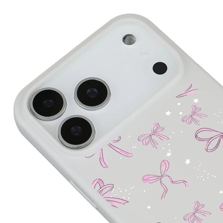 iPhone 17 Pro Beyaz Ribbon Stars Kamera Korumalı Premium Renkli Silikon Kılıf